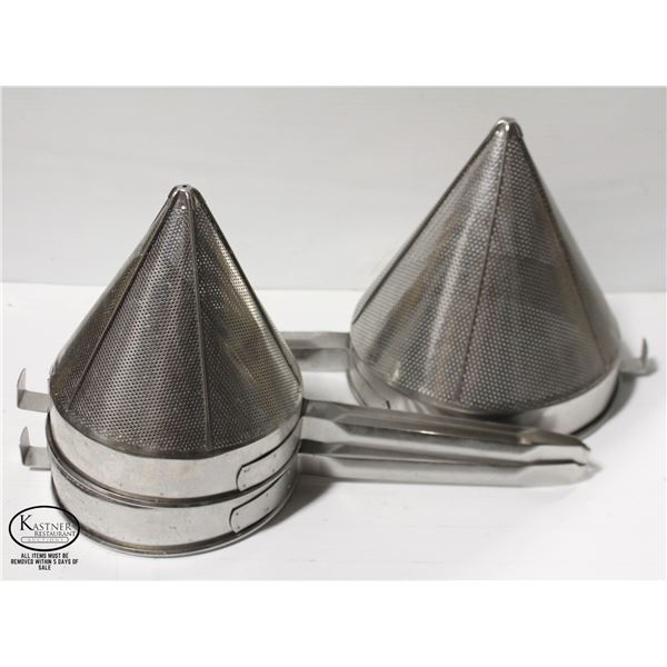 3 COMMERCIAL ALUMINUM CHINA CAP STRAINERS