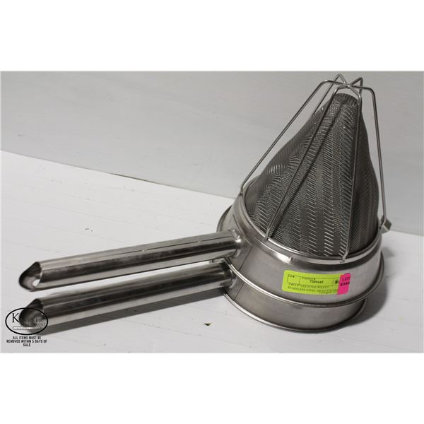 TWO 9" COUNTER-WEAVE STAINLESS STEEL MESH STRAINER
