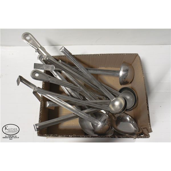 FLAT OF STAINLESS STEEL COMMERCIAL UTENSILS