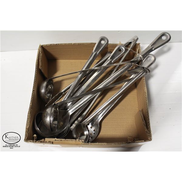 FLAT OF STAINLESS STEEL COMMERCIAL UTENSILS