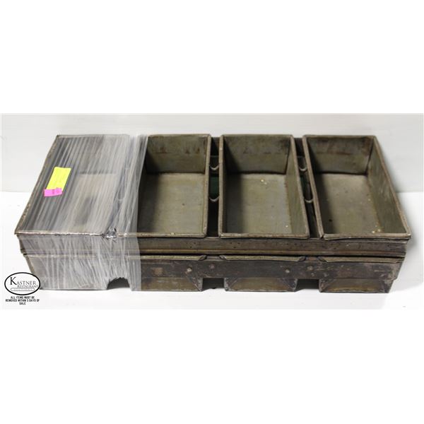 TWO 4 LOAF STRAPPED BREAD / BAKERS PAN