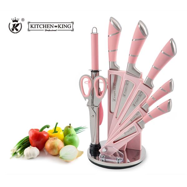 KITCHEN KING - 9 PIECE KITCHEN KNIFE SET (PINK)