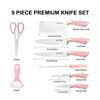 Image 2 : KITCHEN KING - 9 PIECE KITCHEN KNIFE SET (PINK)