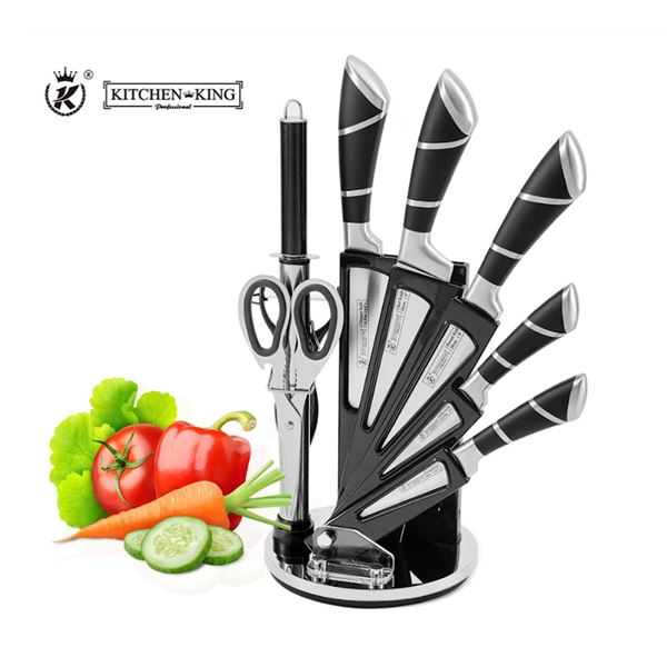 KITCHEN KING - 9 PIECE KITCHEN KNIFE SET (BLACK)