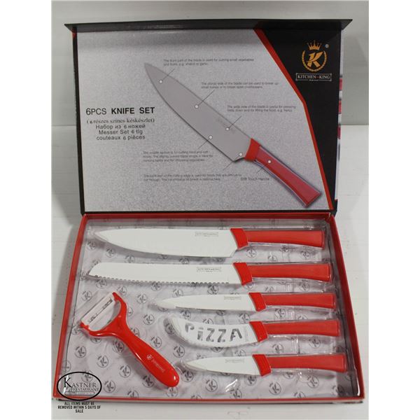 KITCHEN KING - 6 PIECE KITCHEN KNIFE SET (RED)