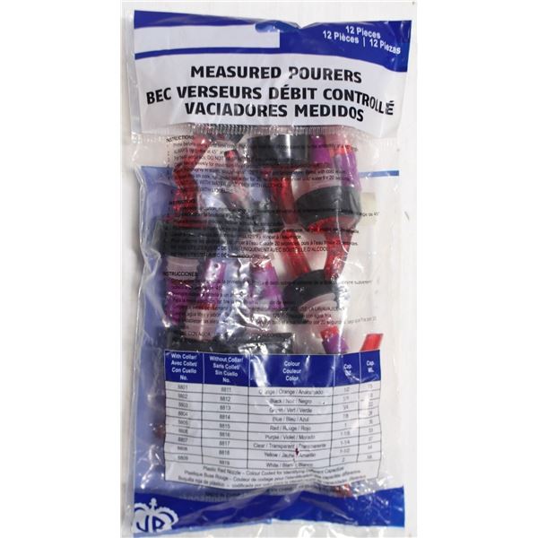 12 NEW JOHNSON ROSE 1-1/8OZ. MEASURED POURERS