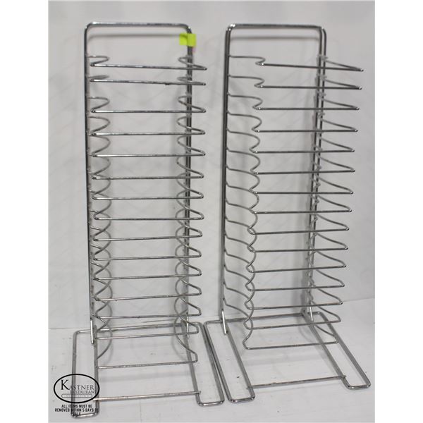 TWO 14-SLOT CHROME WIRE MENU HOLDER STAND