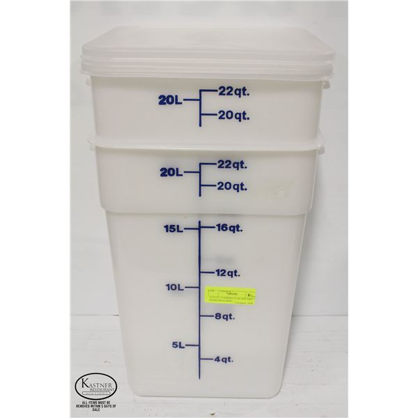 LOT OF 2 CAMBRO 22 QUART DRY INGREDIENT BINS