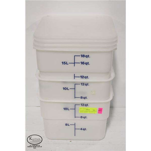LOT OF 3 CAMBRO DRY INGREDIENT BINS W/ ONE LID