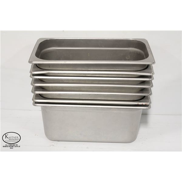 7 STAINLESS STEEL 1/3 SIZE INSERTS, 6" DEEP