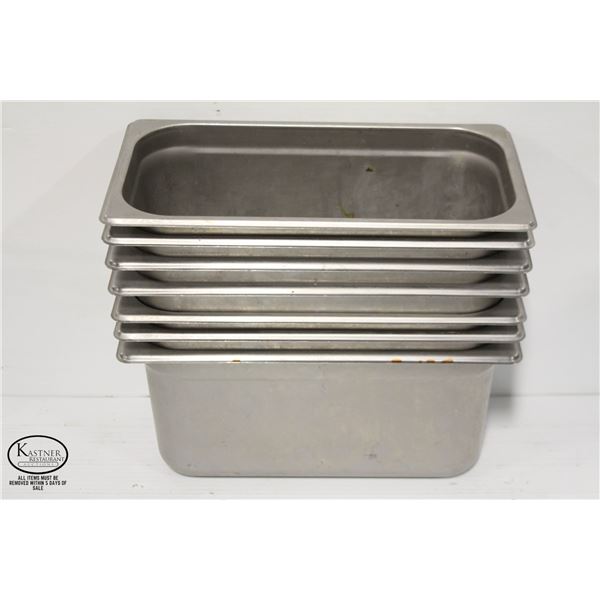 7 STAINLESS STEEL 1/3 SIZE INSERTS, 6" DEEP