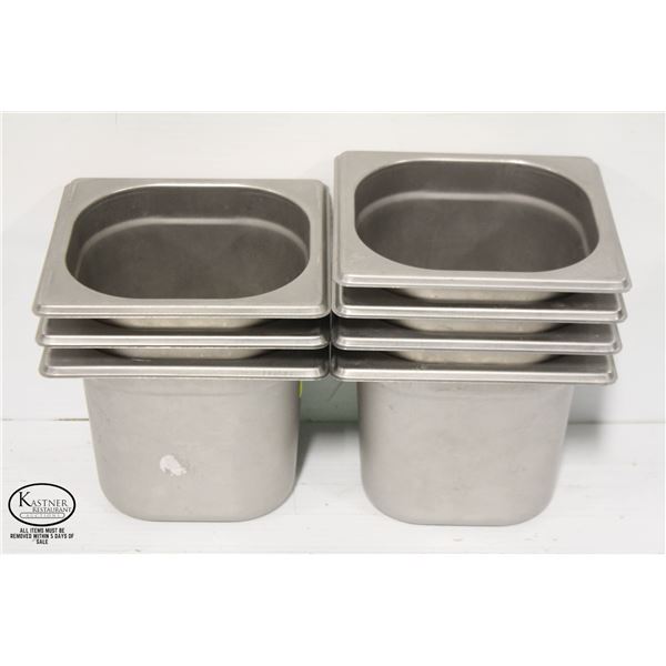 6 STAINLESS STEEL 1/6 SIZE INSERTS, 5.5" DEEP