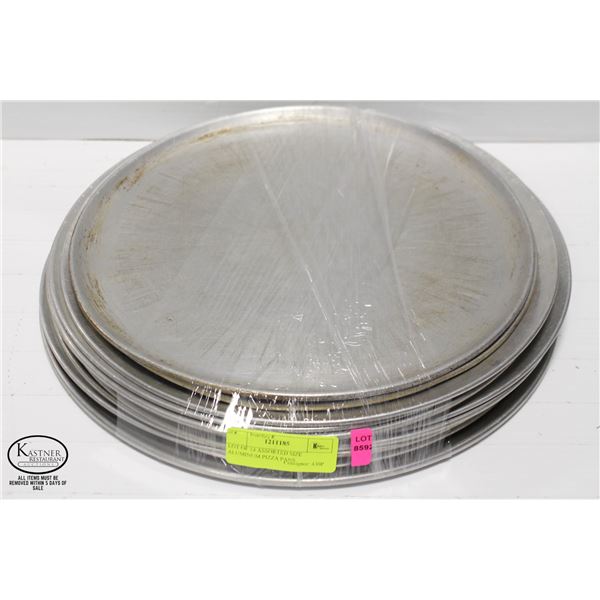 LOT OF 14 ASSORTED SIZE ALUMINUM PIZZA PANS