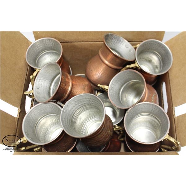 FLAT OF 18 USED COPPER LINED WATER CUPS