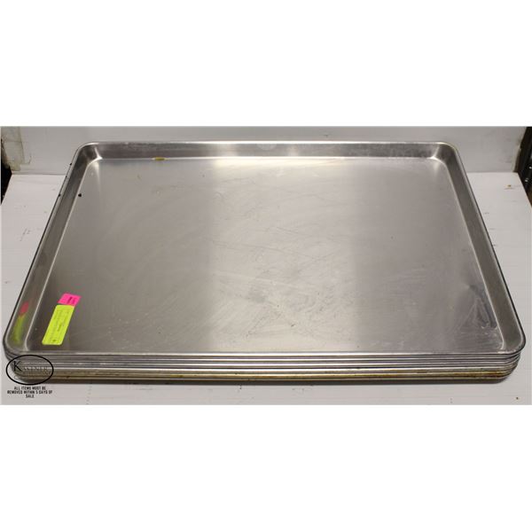 STACK OF 6 FULL SIZE ALUMINUM BUN PANS