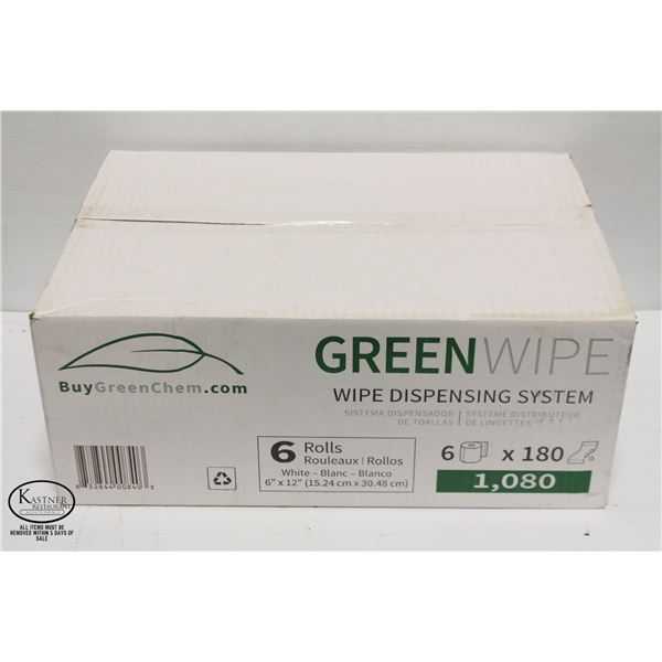NEW CASE OF SHOP WIPES 6 ROLLS IN BOX