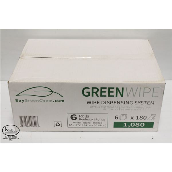 NEW CASE OF SHOP WIPES 6 ROLLS IN BOX