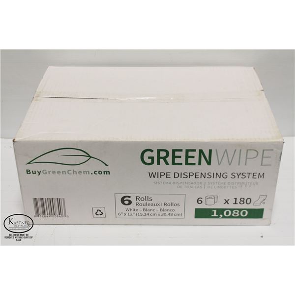 NEW CASE OF SHOP WIPES 6 ROLLS IN BOX