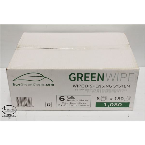 NEW CASE OF SHOP WIPES 6 ROLLS IN BOX