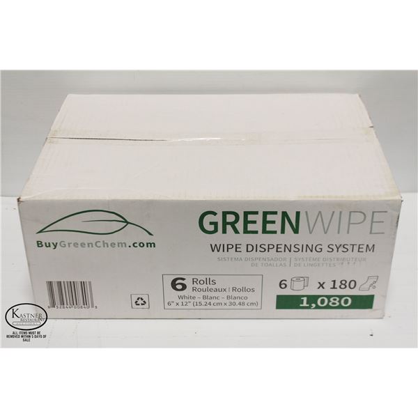 NEW CASE OF SHOP WIPES 6 ROLLS IN BOX