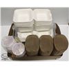 Image 1 : FLAT OF ASSORTED CLAMSHELL TAKEOUT CONTAINERS W/