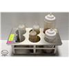 Image 1 : 6 SLOT STAINLESS STEEL SAUCE BOTTLE CADDY 13" X 7"