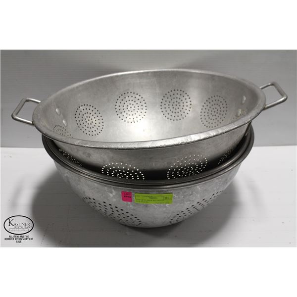 LOT OF 2 LARGE ALUMINUM COLANDERS