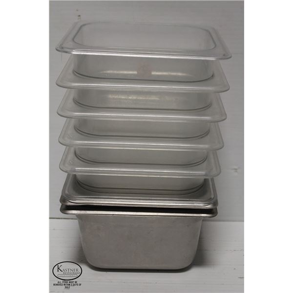 LOT OF 6 POLY CARB 1/6 SIZE INSERTS W/ 2 S/S 1/6