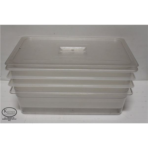 LOT OF 4 FULL SIZE POLY CARB INSERTS W/ 2 LIDS