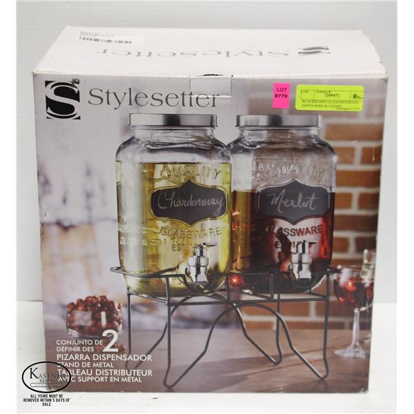 BLACKBOARD GLASS BEVERAGE DISPENSERS W/ STAND