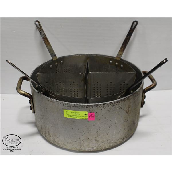 COMMERCIAL ALUMINUM POT W/ PASTA BASKETS