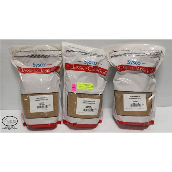 THREE 1KG BAGS OF SYSCO COCOA POWDER-SEALED
