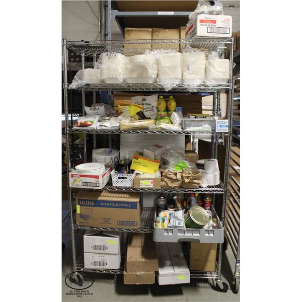 FULL RACK CONTENTS OF DISPOSABLES & INGREDIENTS
