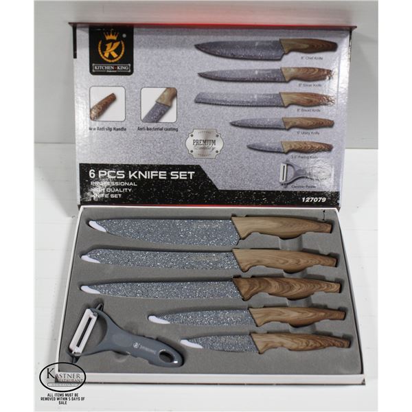 KITCHEN KING - 6 PIECE KITCHEN KNIFE SET (WOOD)