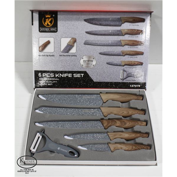 KITCHEN KING - 6 PIECE KITCHEN KNIFE SET (WOOD)