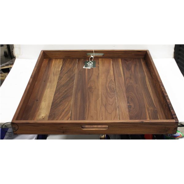 NEW UNPACKED LARGE WOOD SERVING TRAY 24"X24"