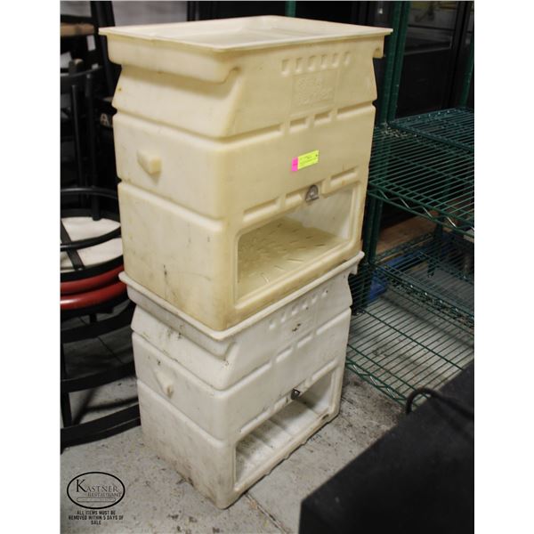 TWO GLAS-TENDER POLY BAR TUBS W/ LIDS