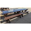 Image 1 : 12' PICNIC STYLE DINING TABLE W/ 4 MATCHING 6 FOOT