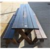 Image 2 : 12' PICNIC STYLE DINING TABLE W/ 4 MATCHING 6 FOOT