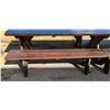 Image 3 : 12' PICNIC STYLE DINING TABLE W/ 4 MATCHING 6 FOOT