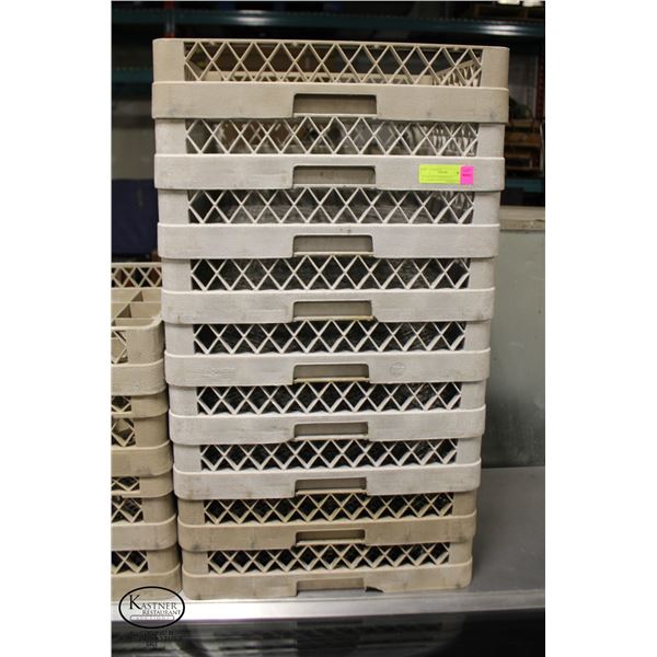 STACK OF 9 COMMERCIAL FLATWARE DISHWASHER RACKS