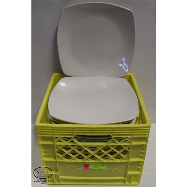 CRATE OF 22 PORCELAIN 11.5" SQUARE SERVING PLATES