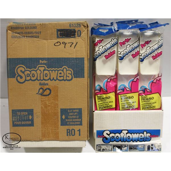 TWO CASES OF NEW SCOT-TOWEL HOLDERS