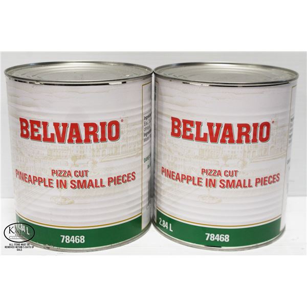 LOT OF 2 CANS OF BELVARIO PIZZA CUT PINEAPPLE