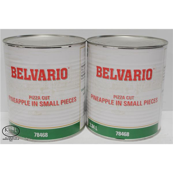 LOT OF 2 CANS OF BELVARIO PIZZA CUT PINEAPPLE