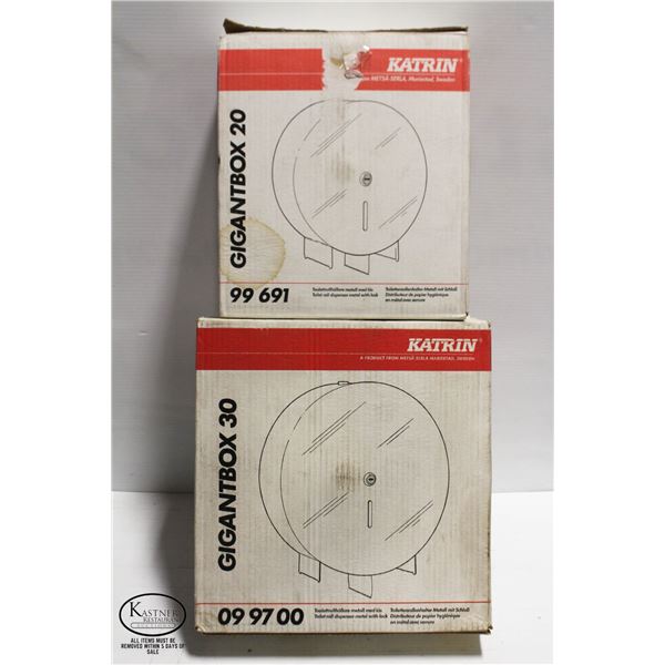 TWO KATRIN ROLL TISSUE DISPENSERS