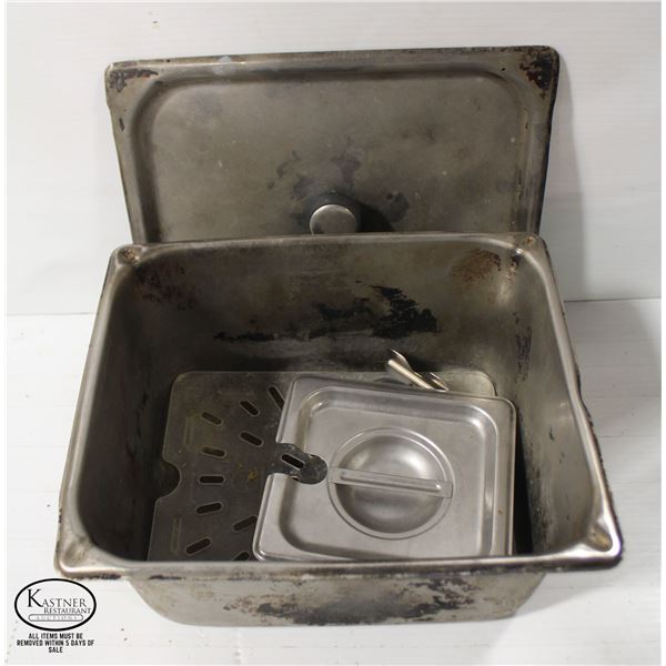 HALF SIZE S/S INSERT W/ LID POLY CARB FALSE BOTTOM