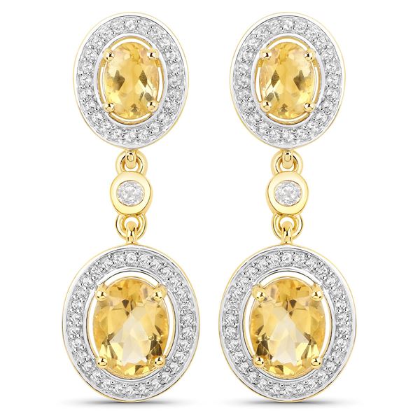 Plated 18KT Yellow Gold 5.00ctw Citrine and Topaz Earrings