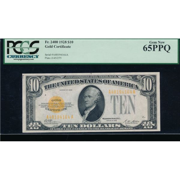 1928 $10 Gold Certificate PCGS 65PPQ