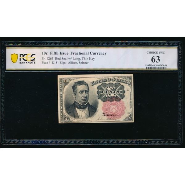 10 Cent Fifth Issue Fractional PCGS 63